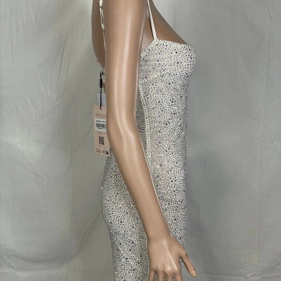NEW OH POLLY Women's Dress Embellished Bodycon Mini White Size 4 - Picture 7 of 8